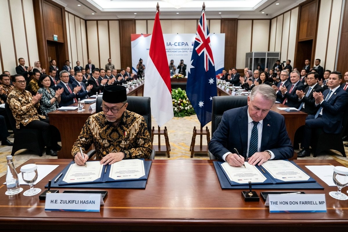 Menteri Perdagangan RI dan Menteri Perdagangan Australia menandatangani naskah perluasan perjanjian kemitraan ekonomi komprehensif IA-CEPA